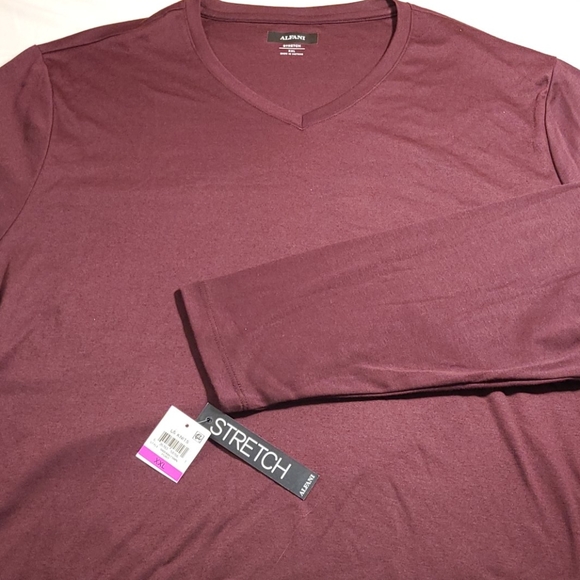 Alfani stretch long-sleeve V-neck deep red - Picture 2 of 16